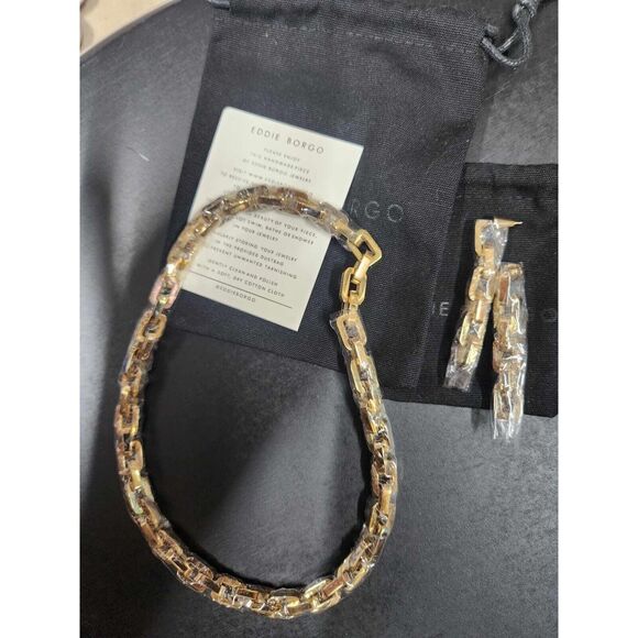 Eddie Borgo Supra Link Classic Heritage Link 17” Necklace With Earrings Set - Picture 6 of 16